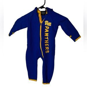 Colosseum Pitt Panthers 3-6mos one piece zip up hooded baby union suit pajamas